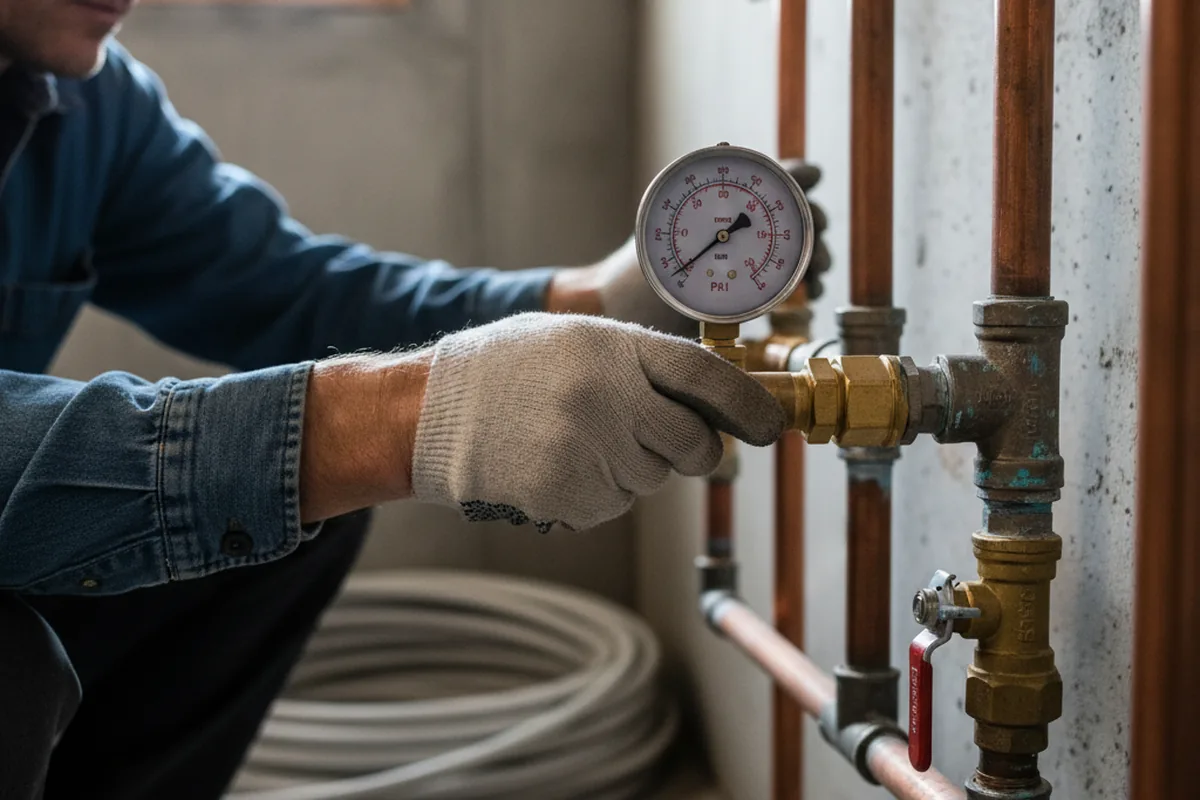 Pressure testing a repaired line during Water Line Repair in Staunton